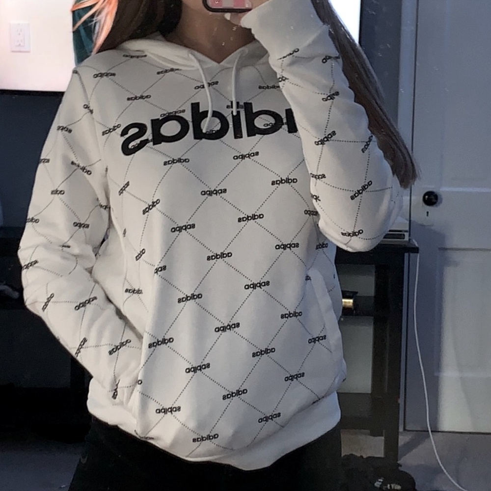 white adidas sweatshirt